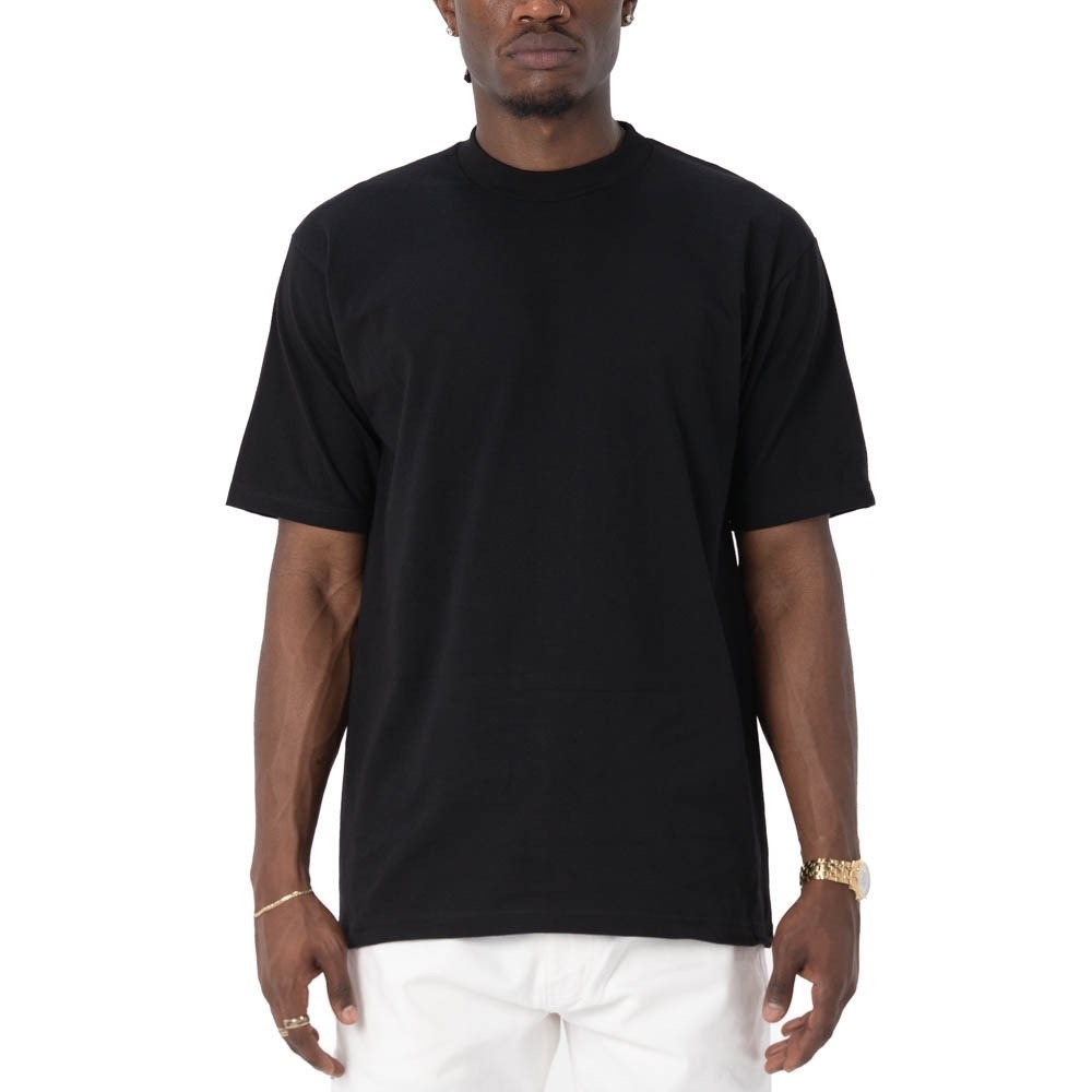 Pro Club Heavy Weight Mens Black Short Sleeve Crew Neck T-Shirt Cotton Tee